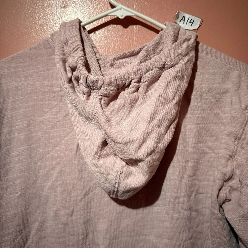 3/$15 J Crew Vintage Fleece Sweater M Medium Light Pink Full Zip Hooded Cotton
